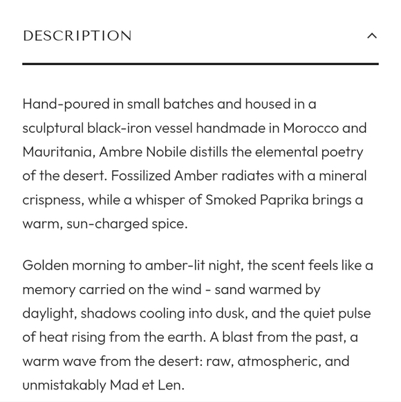 NWT MAD et LEN Candle Ambre Nobile. Luxury Candle - Picture 7 of 7